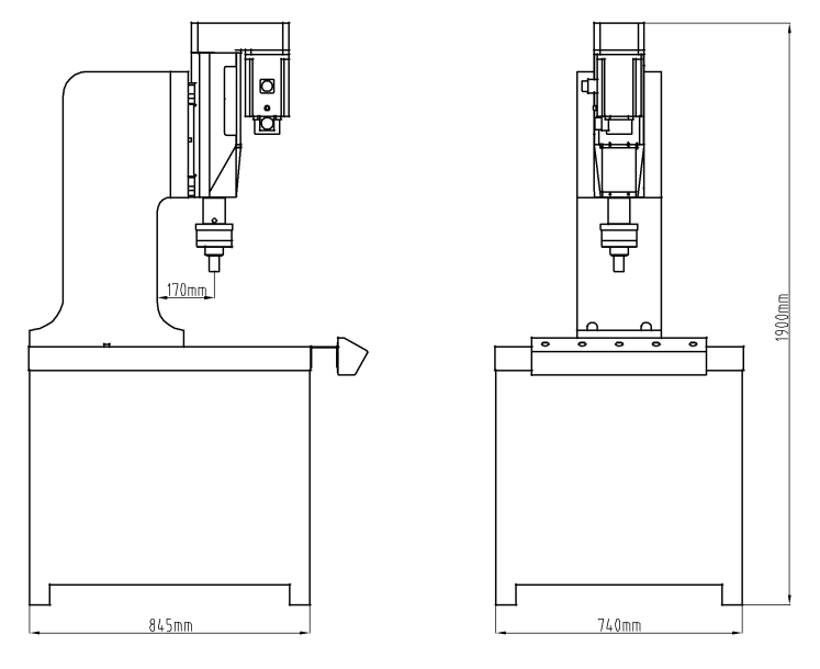 台式伺服压装铆接机结构尺寸